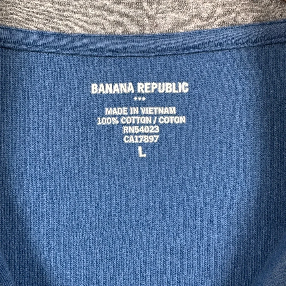 Banana Republic Mens Blue Waffle Knit Quarter Zip Pullover Sweater Preppy Large